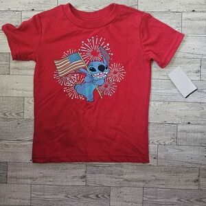 Disney Stitch Red and Blue Short Sleeve Tees Girls Size 24 Months